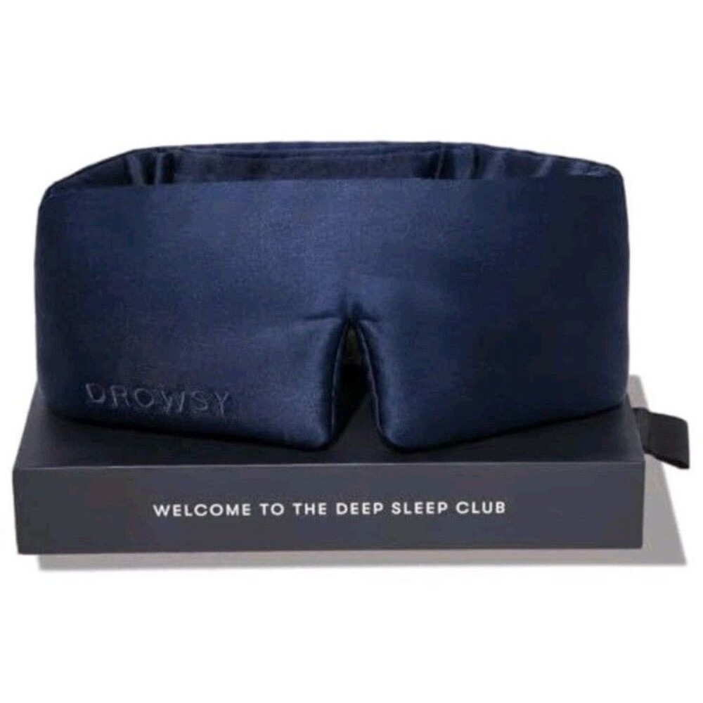 Drowsy Sleep Mask Midnight Blue Padded Silk Eye Pillow NEW IN BOX